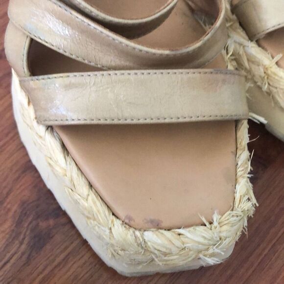 Paloma Barcelo wooden wedge shoes raffia leather 38 - Picture 5 of 11